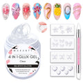 Makartt 3D Gel Nail Art Starter Kit — Clear Sculpting Gel, No-Wipe Finish, Chrome Powder & Molding Gels