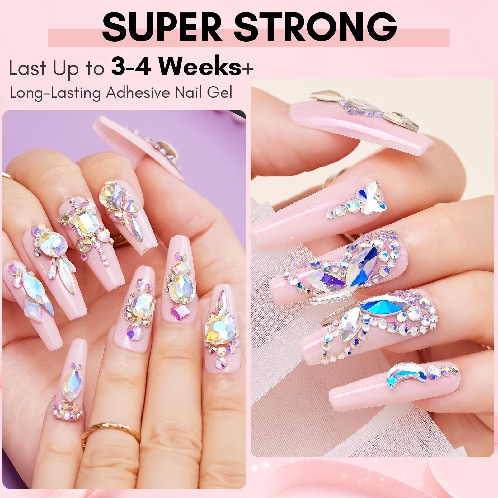 Makartt Nail Rhinestone Glue 60ml – Strong Gel Adhesive for Rhinestones, 3D Nail Art & Bling