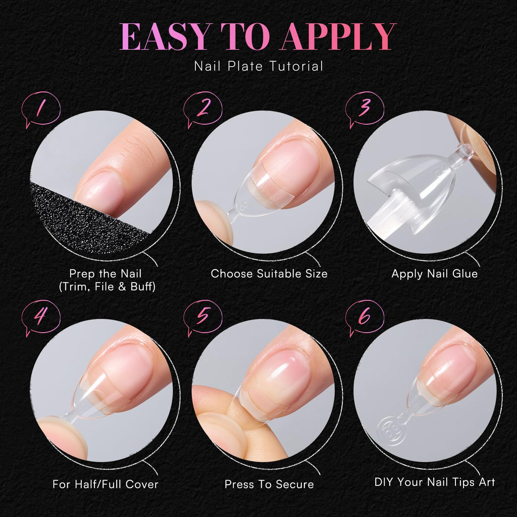 Makartt Short Almond Nail Tips – 504-Piece Half-Cover PMMA Kit, 15 Sizes, Matte Finish | Salon & DIY Extensions