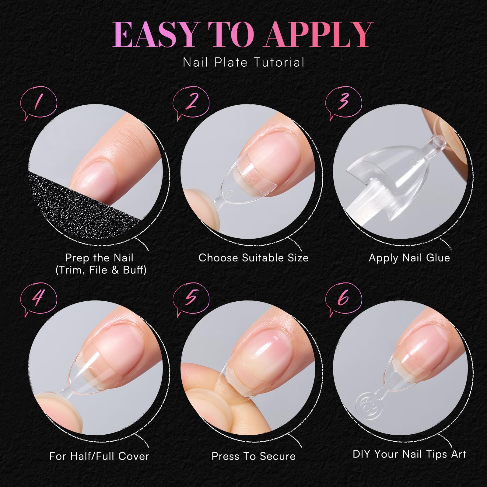 Makartt Short Almond Nail Tips – 504-Piece Half-Cover PMMA Kit, 15 Sizes, Matte Finish | Salon & DIY Extensions