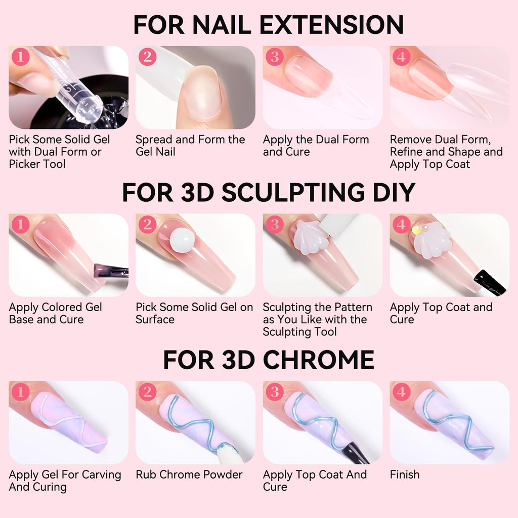 Makartt 3D Gel Nail Art 50g Clear Builder Gel for Extensions & 3D Nail Art
