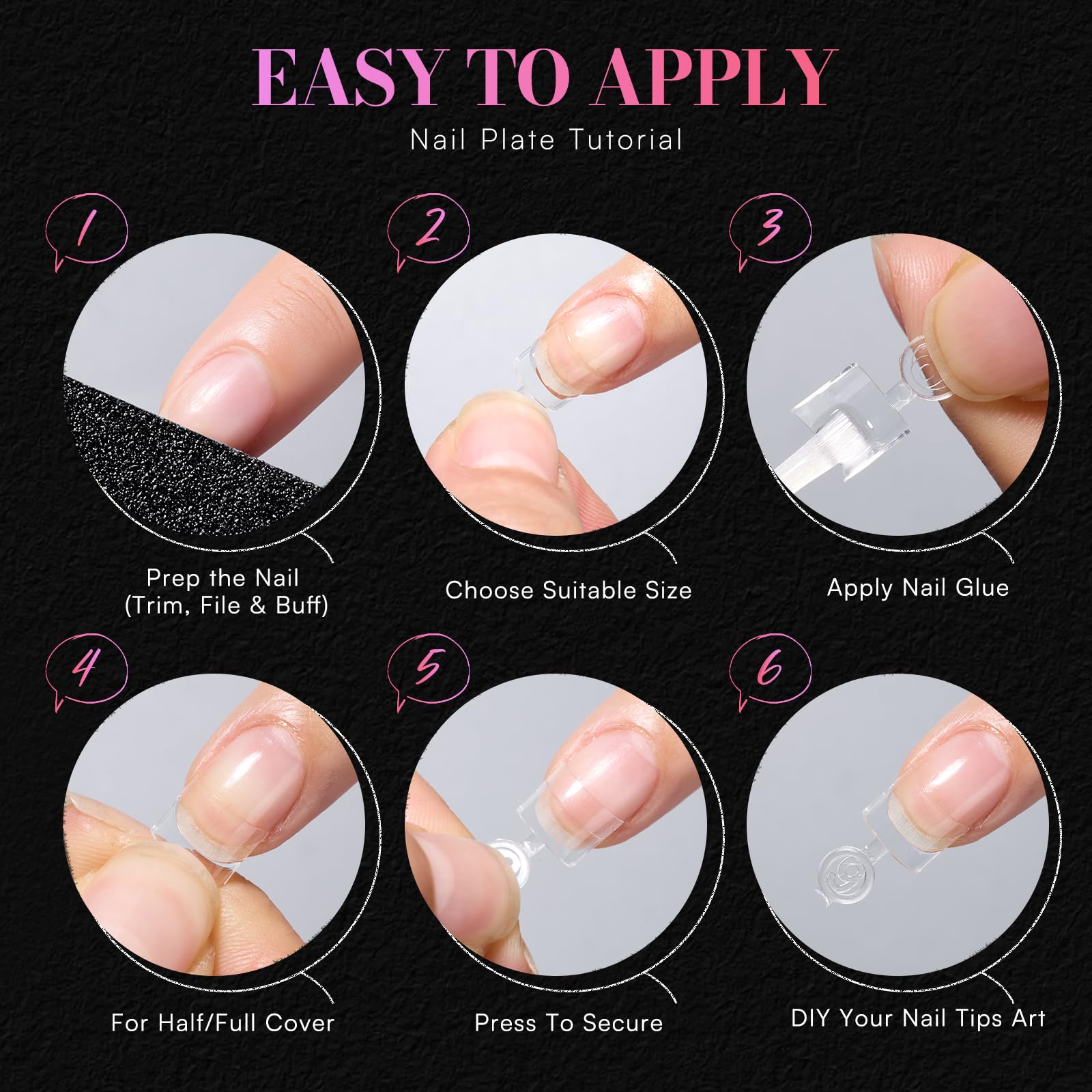 Makartt Short Square Nail Tips – 504Pcs Pre-Etched Full-Cover 15 Sizes | Salon & DIY