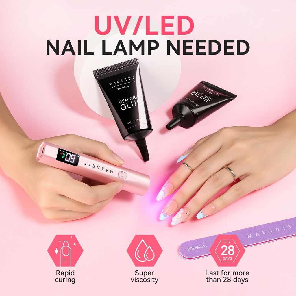 Makartt Rhinestone Glue 60G No-Wipe - Ultra-Strong Nail Gem Glue for 3D Nail Art & Bling