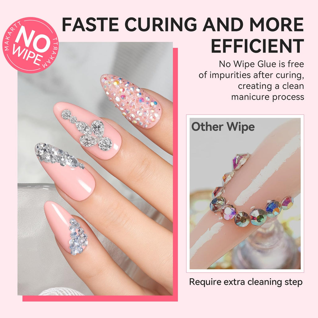 Makartt Rhinestone Glue 60G No-Wipe - Ultra-Strong Nail Gem Glue for 3D Nail Art & Bling
