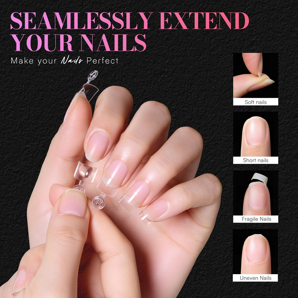 Makartt Short Square Nail Tips – 504 PCS Half-Cover Acrylic Tips, 15 Sizes, Easy DIY Manicure