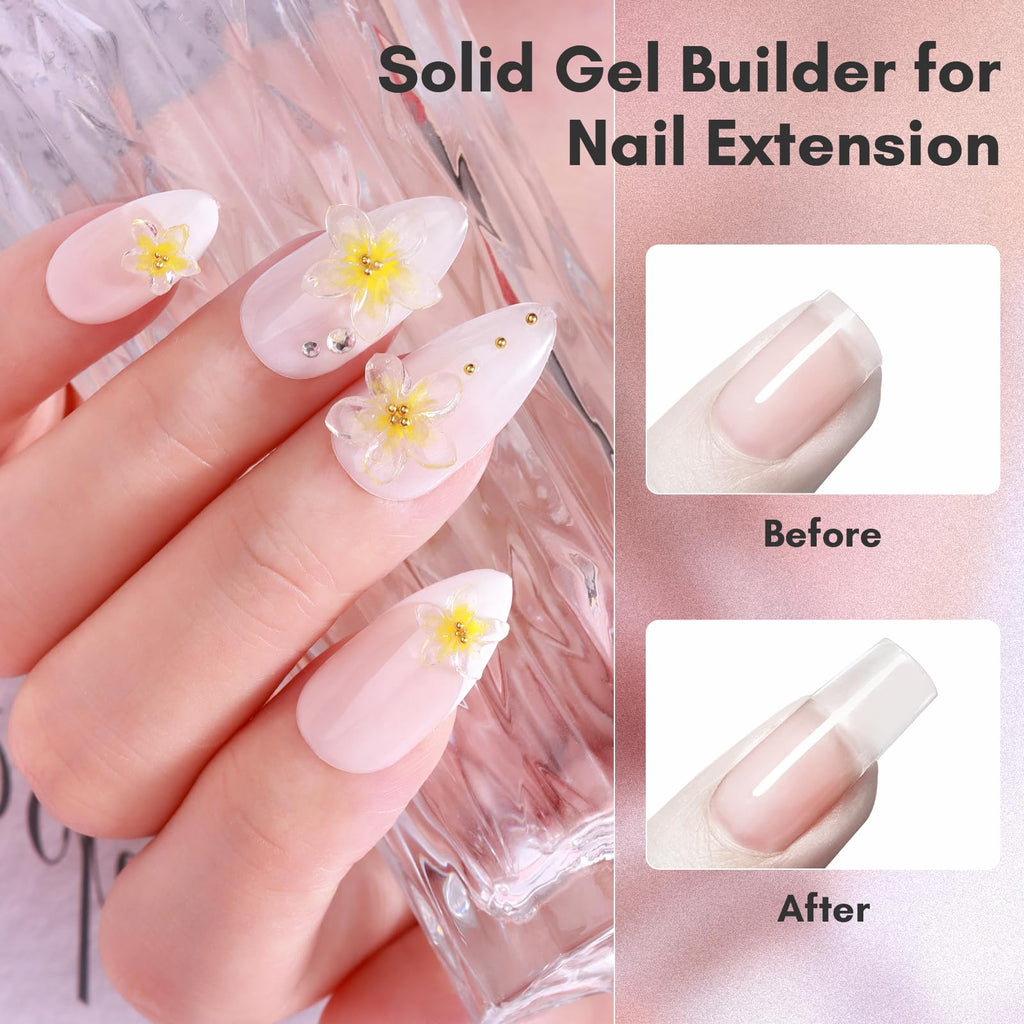 Makartt 3D Gel Nail Art: 4 in 1 Clear Builder Gel for Nail Extensions & 3D Nail Art (2 x 15ml)
