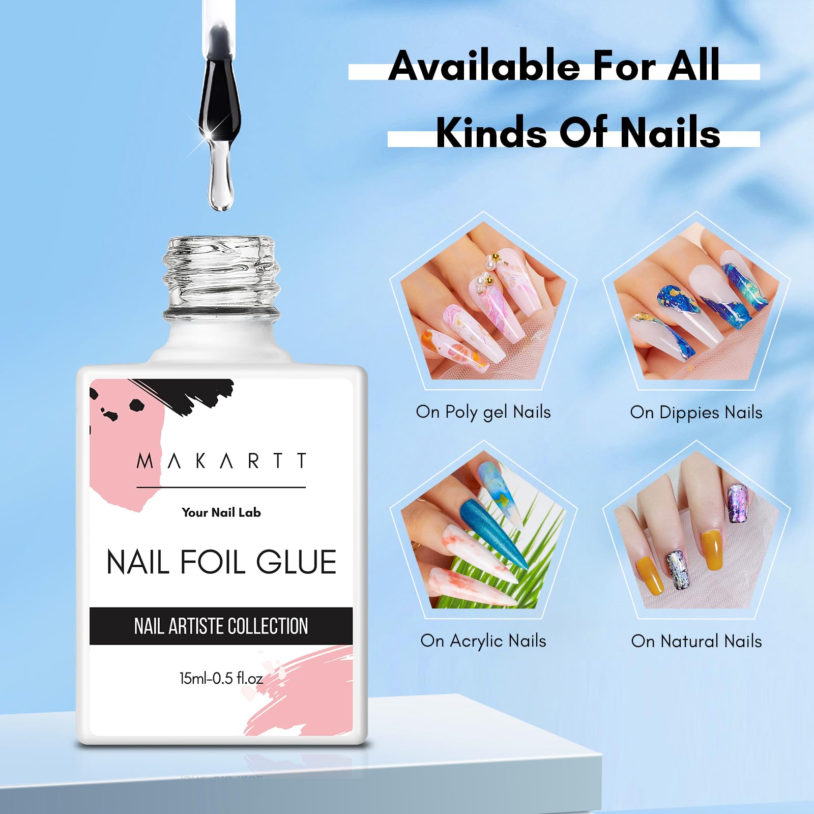 Makartt Nail Foil Glue Gel – Strong Foil Transfer Gel (2x15ML)