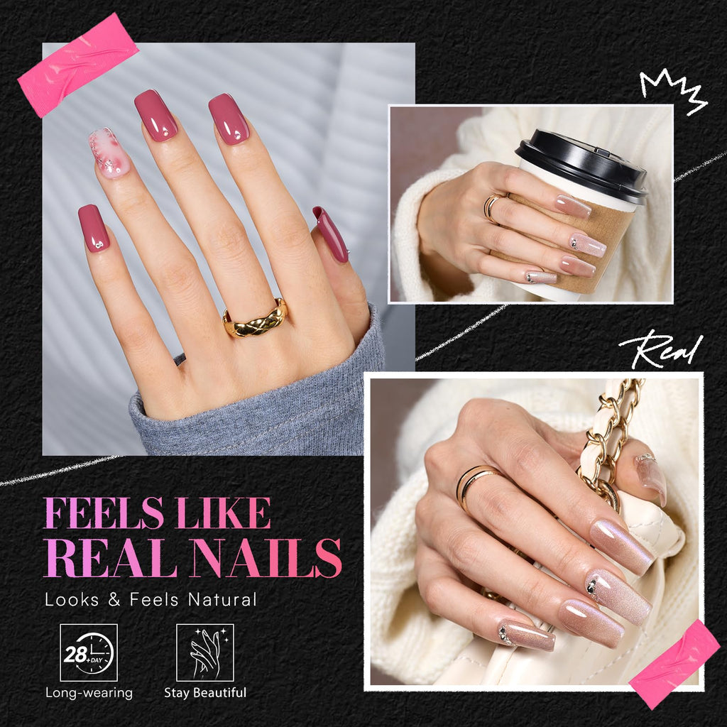 Makartt Short Square Nail Tips – 504Pcs Pre-Etched Full-Cover 15 Sizes | Salon & DIY