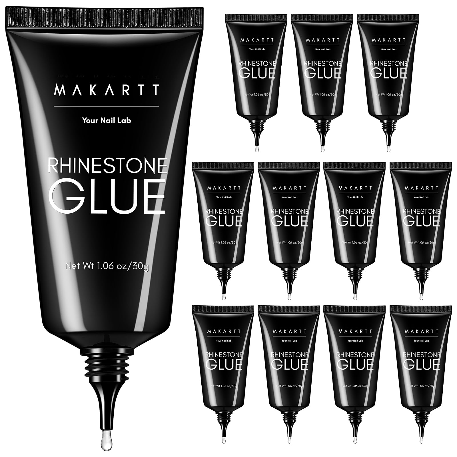 Makartt Rhinestone Glue Gel 12x30ml — Strong Hold for 3D Nail Art & Gems