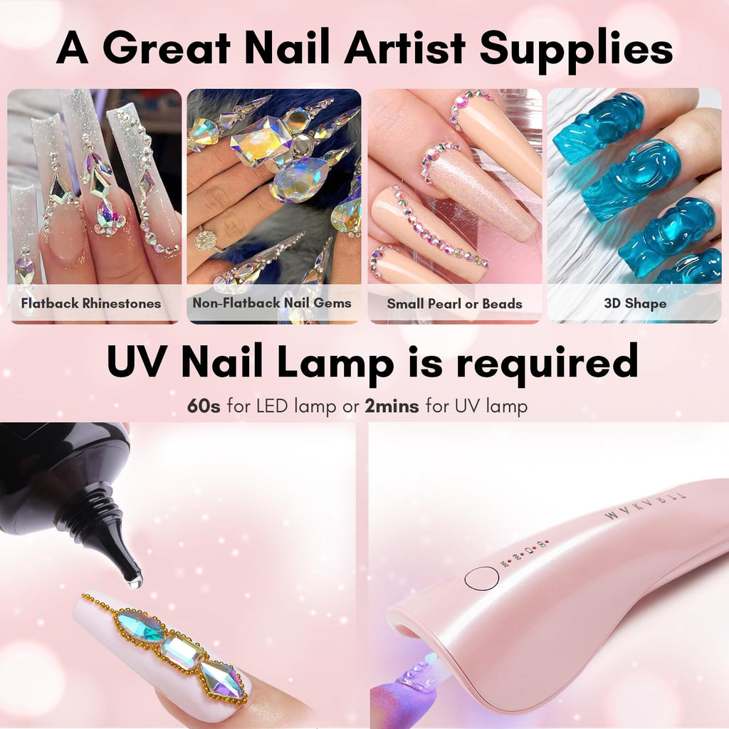 Makartt Nail Rhinestone Glue 60ml – Strong Gel Adhesive for Rhinestones, 3D Nail Art & Bling