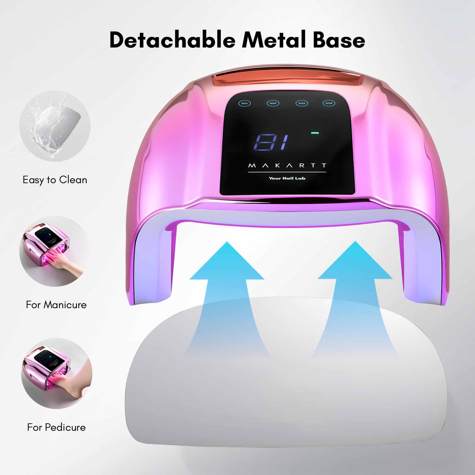 Makartt UV LED Nail Lamp – Fast Ciring, Cordless, 42 Beads, 4 Timers, LCD Touchscreen (Gradient Purple)