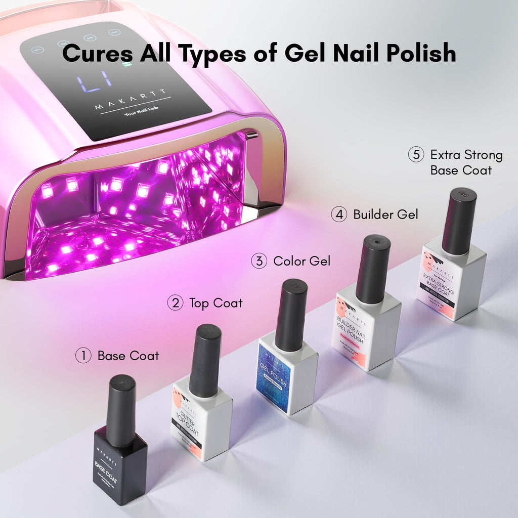Makartt UV LED Nail Lamp – Fast Ciring, Cordless, 42 Beads, 4 Timers, LCD Touchscreen (Gradient Purple)