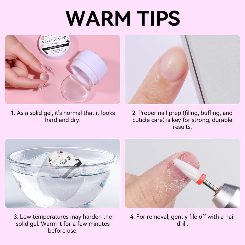 Makartt 3D Gel Nail Art: 4 in 1 Clear Builder Gel for Nail Extensions & 3D Nail Art (2 x 15ml)