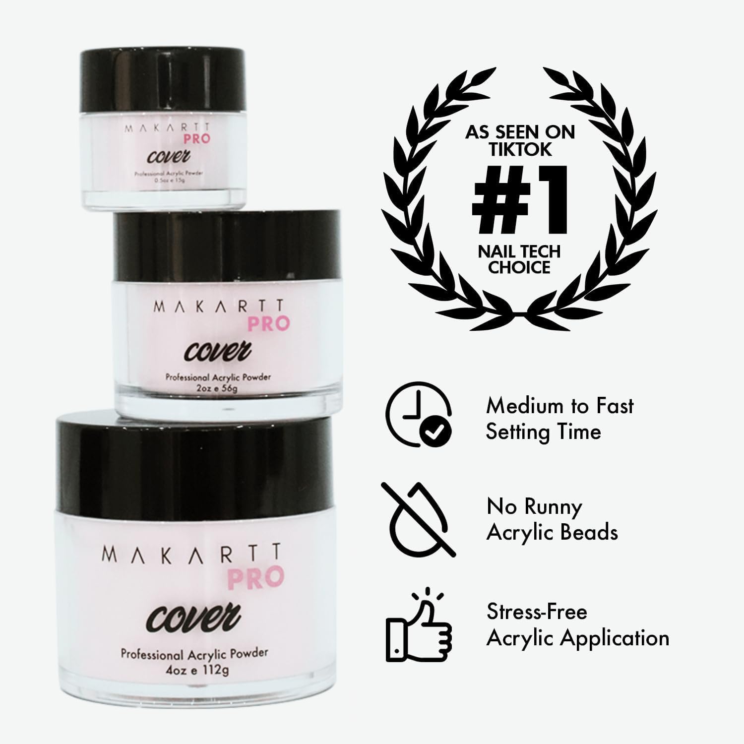 MakarttPro Acrylic Powder Creamy Almond 112g/4oz – Durable Nail Extension Cover for Pros