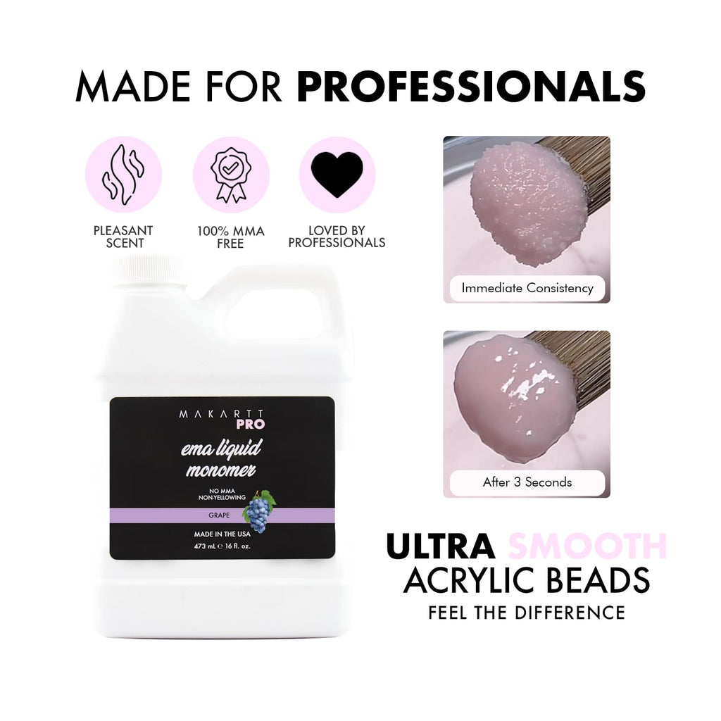 MakarttPro Grape Scented Acrylic Monomer 16oz – MMA-Free EMA Liquid, Low Odor, USA Made