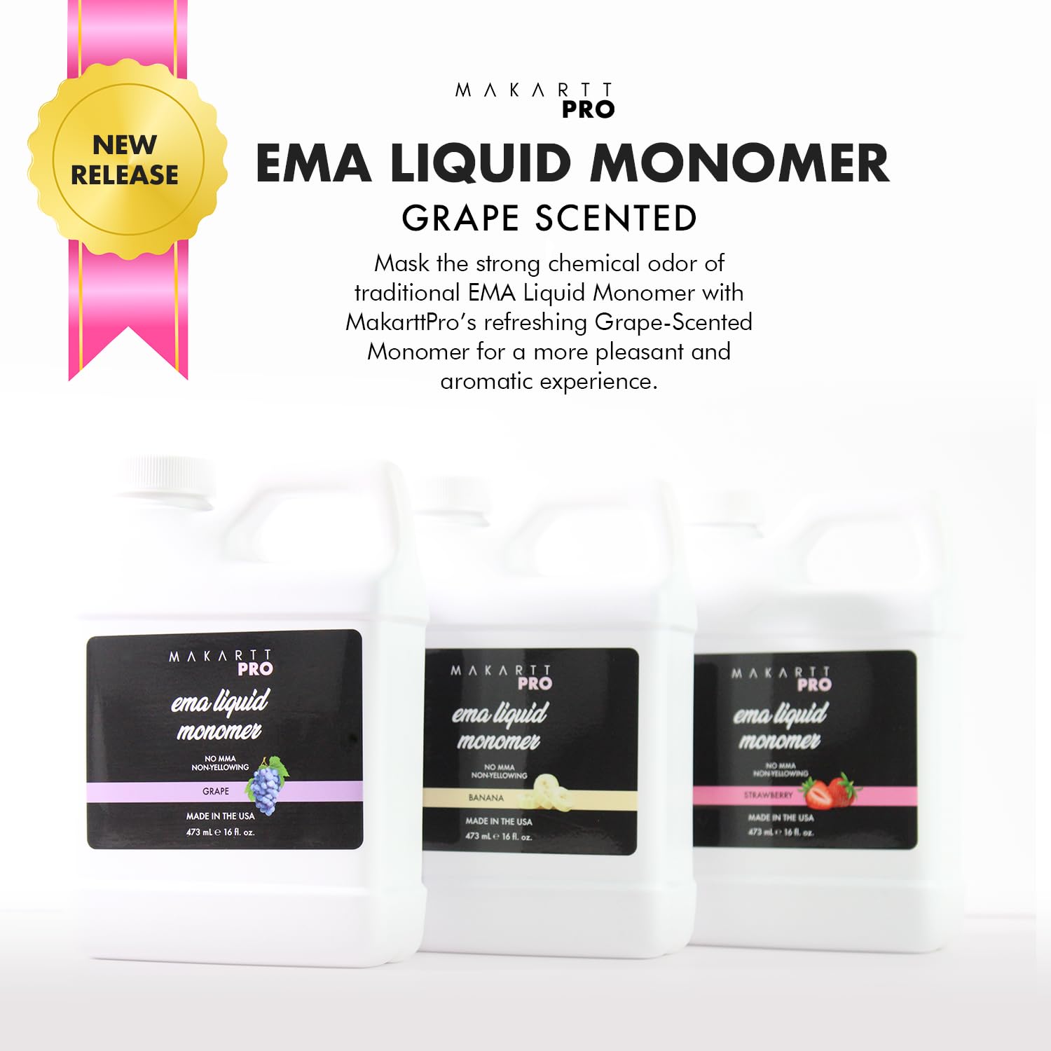 MakarttPro Grape Scented Acrylic Monomer 16oz – MMA-Free EMA Liquid, Low Odor, USA Made