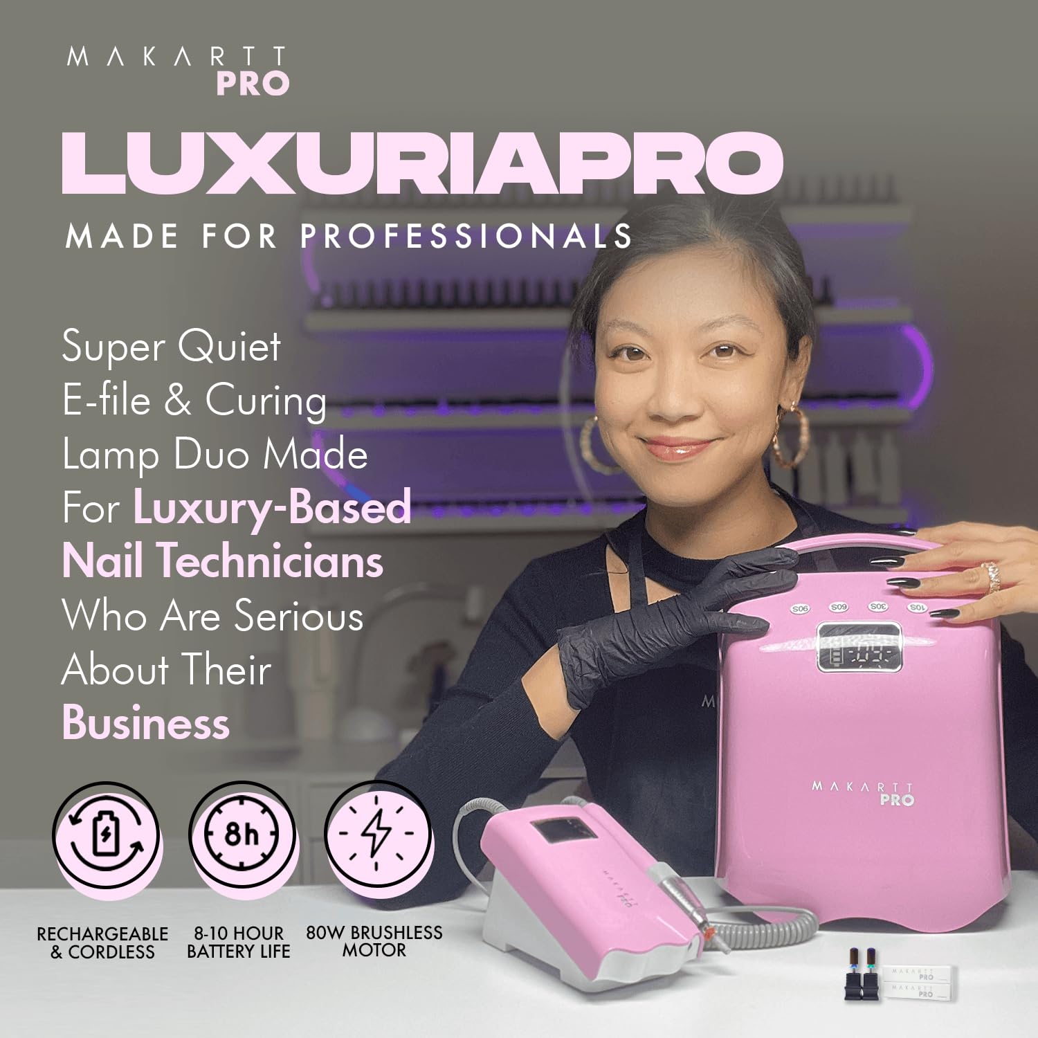 MakarttPro LuxuriaPro 98W Professional UV LED Nail Lamp | 42 LEDs, 5200mAh Cordless