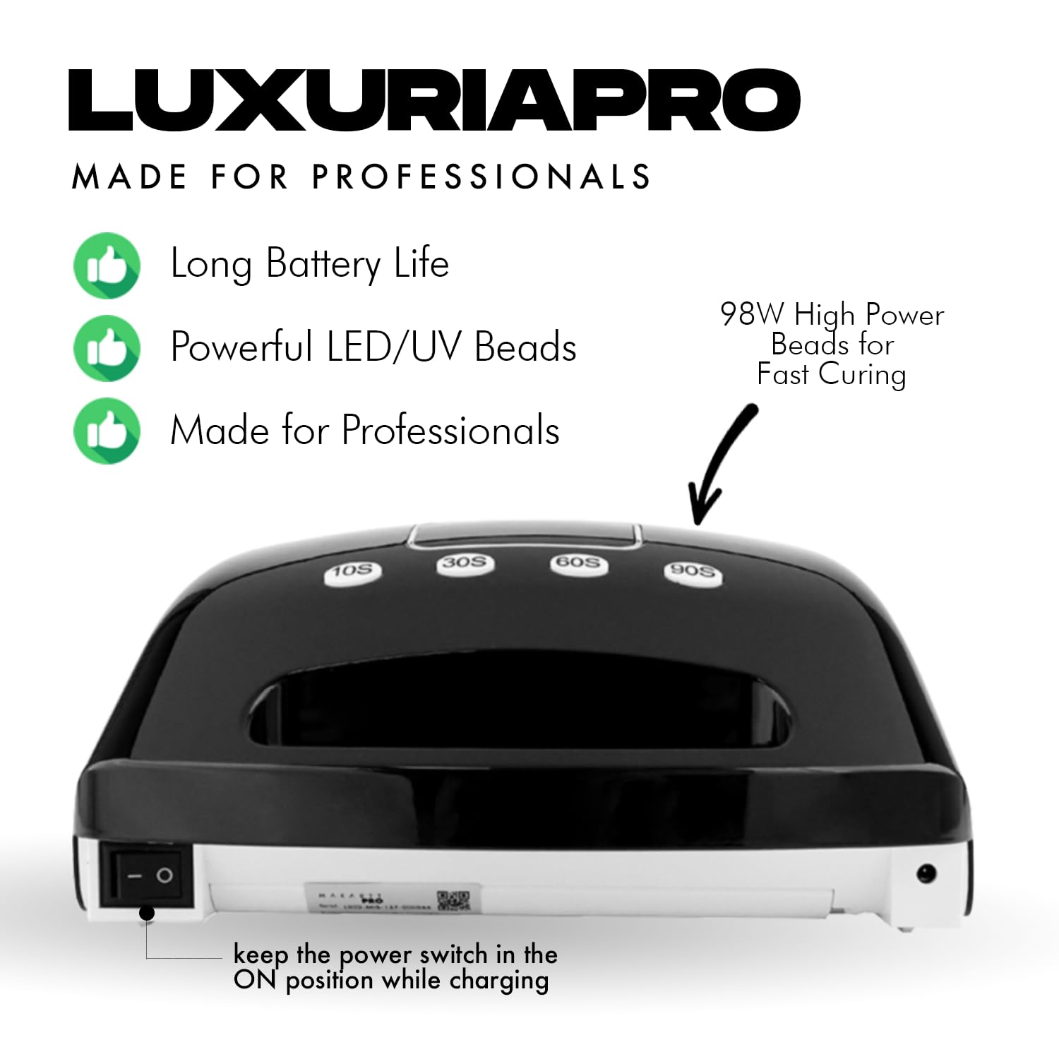 MakarttPro LuxuriaPro 98W Professional UV LED Nail Lamp | 42 LEDs, 5200mAh Cordless