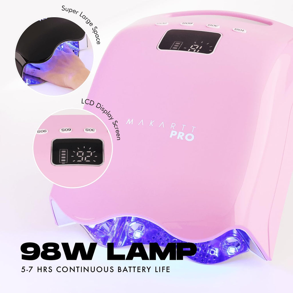 MakarttPro LuxuriaPro 98W Professional UV LED Nail Lamp | 42 LEDs, 5200mAh Cordless