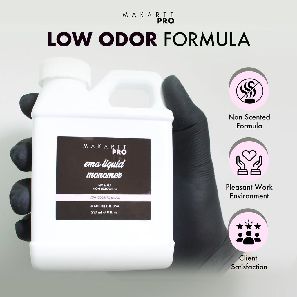 MakarttPro Low Odor MMA-Free Acrylic Monomer – USA Made, Non-Yellowing, Pro Grade (16 oz)