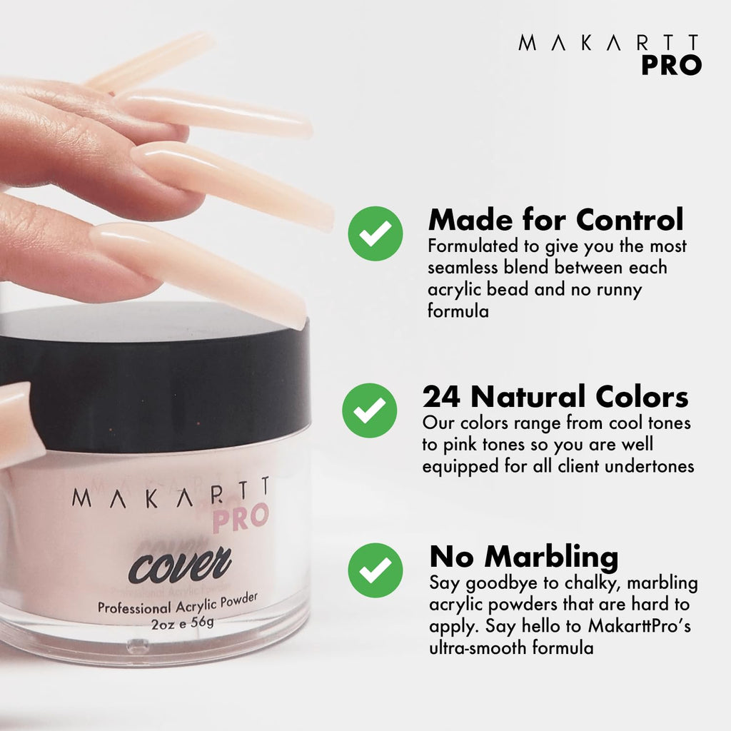 MakarttPro Cool Tone Acrylic Powder Collection – 8-Piece Nude & Pink Cover Set for Nail Technicians