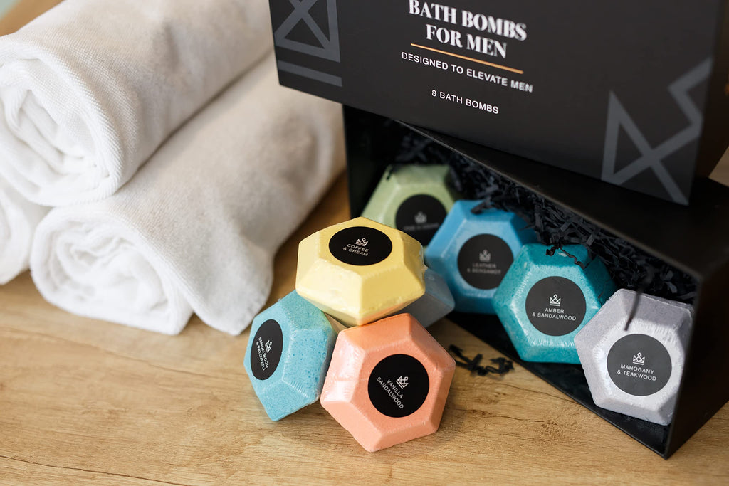 MAKE LIFE EXCLUSIVE Bath Bombs for Men – Diamond Shape 8x5oz Gift Set