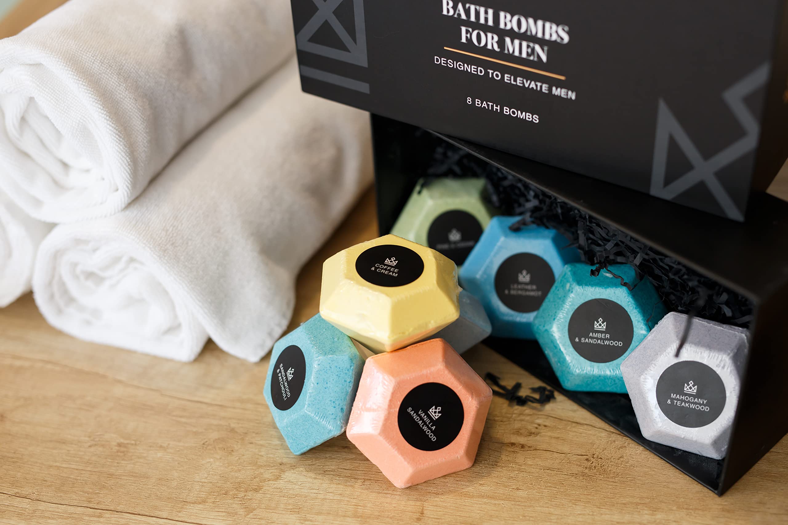 MAKE LIFE EXCLUSIVE Bath Bombs for Men – Diamond Shape 8x5oz Gift Set