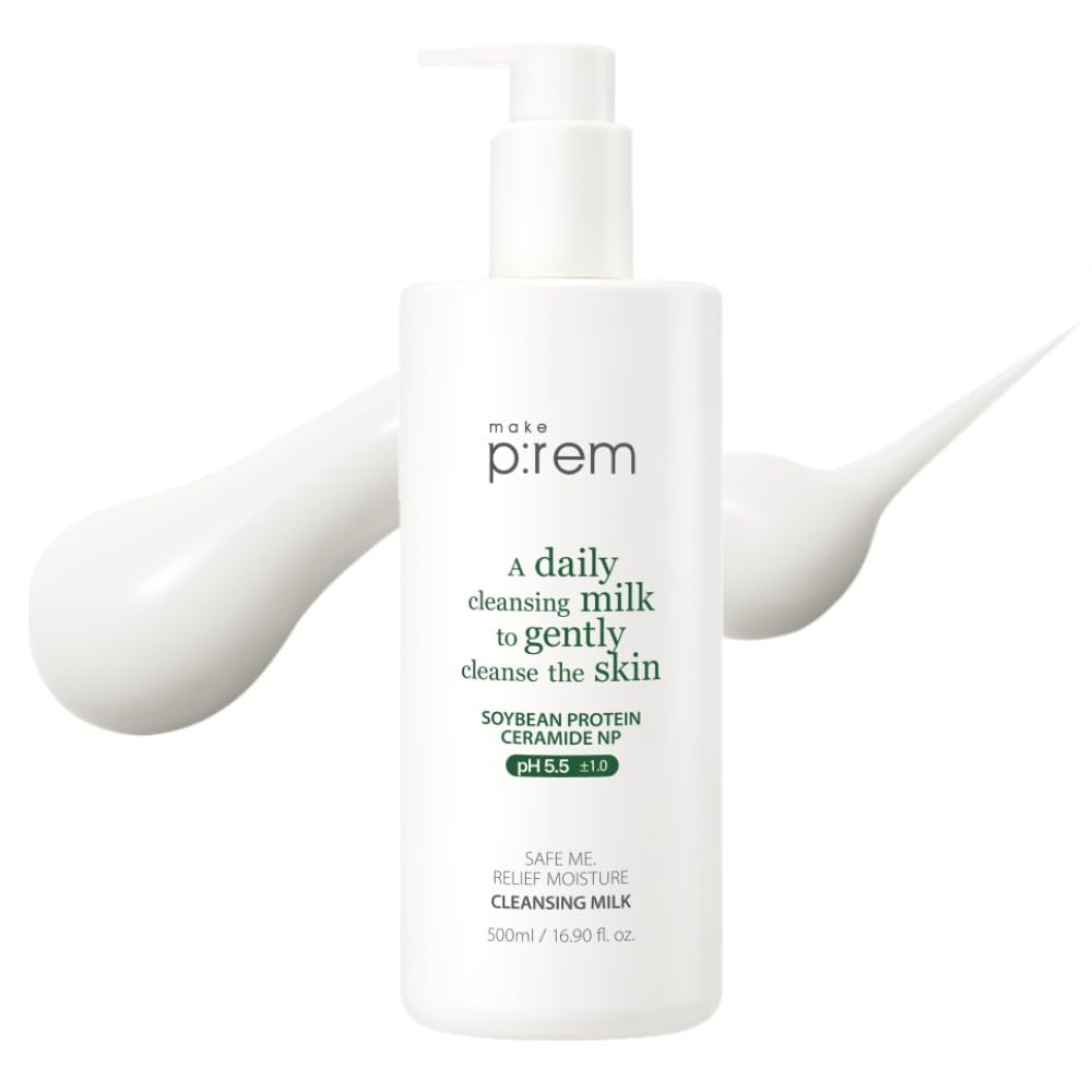 MAKEP:REM Safe Me. Relief Moisture Cleansing Milk — Gentle Hydrating Korean Milky Cleanser for Sensitive Skin (500ml)