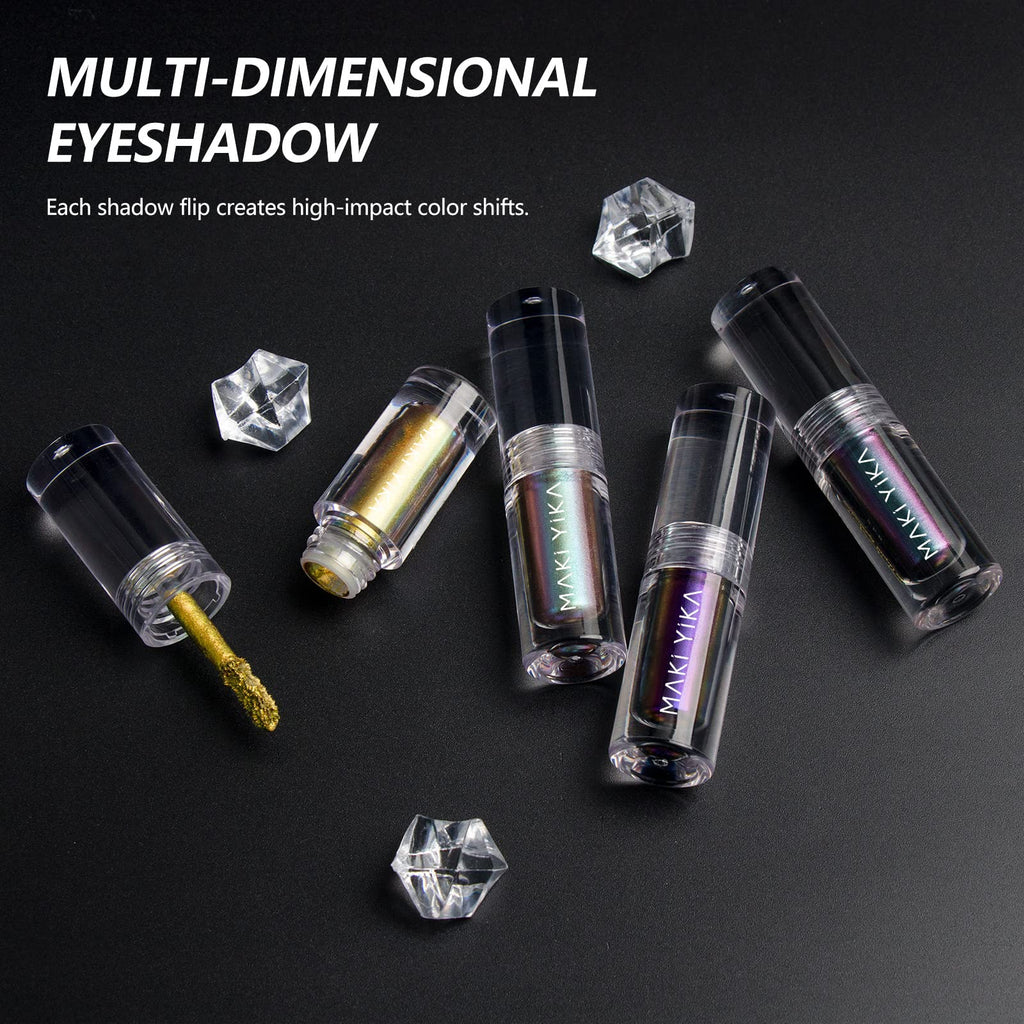 MAKI YIKA 3-Piece Glitter Liquid Eyeshadow – Multichrome Topper, Long-Lasting, Vegan & Cruelty-Free