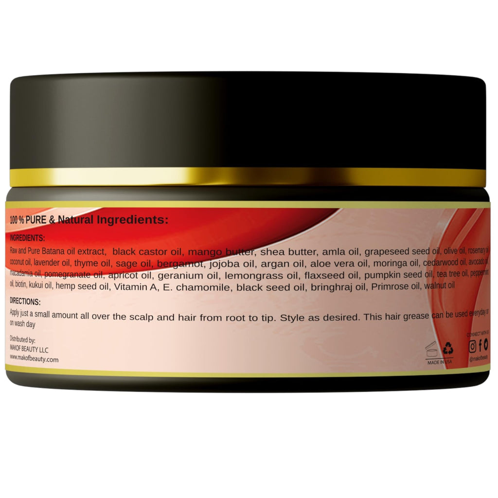 MAKOF BEAUTY Kids Hair Growth Grease with Batana Extract, Rosemary, Fenugreek, Amla Oil & Mango Butter – 120 ml