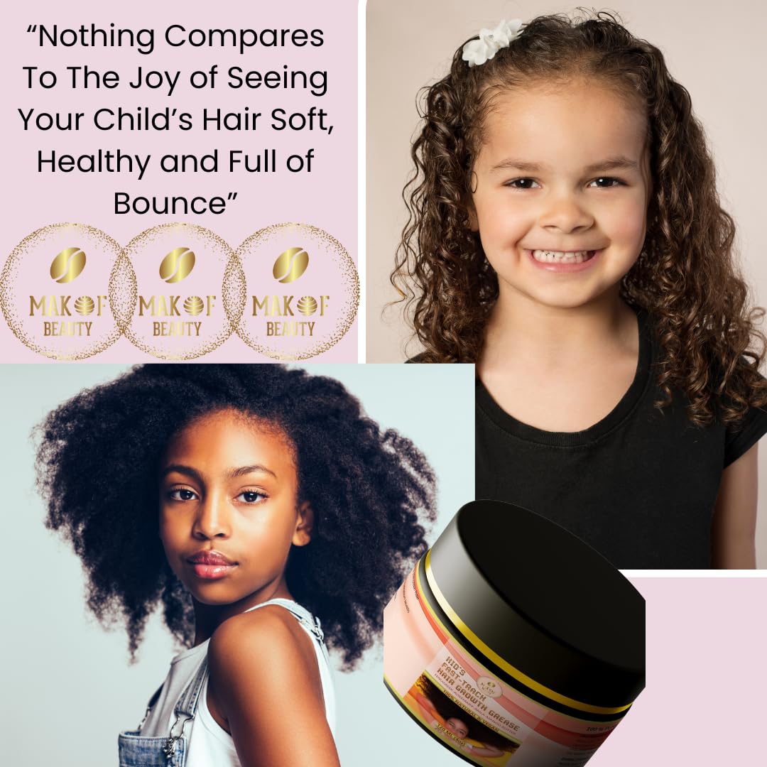 MAKOF BEAUTY Kids Hair Growth Grease with Batana Extract, Rosemary, Fenugreek, Amla Oil & Mango Butter – 120 ml