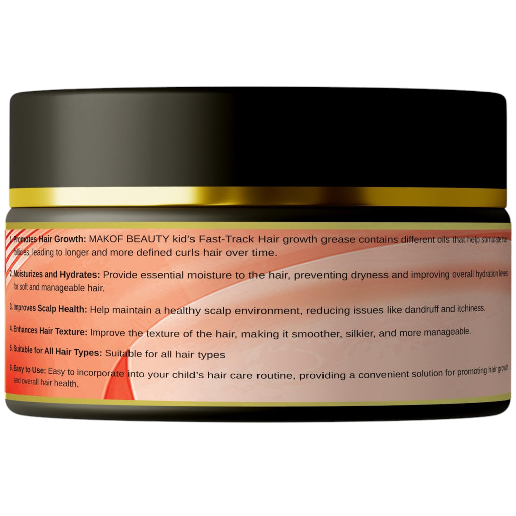 MAKOF BEAUTY Kids Hair Growth Grease with Batana Extract, Rosemary, Fenugreek, Amla Oil & Mango Butter – 120 ml