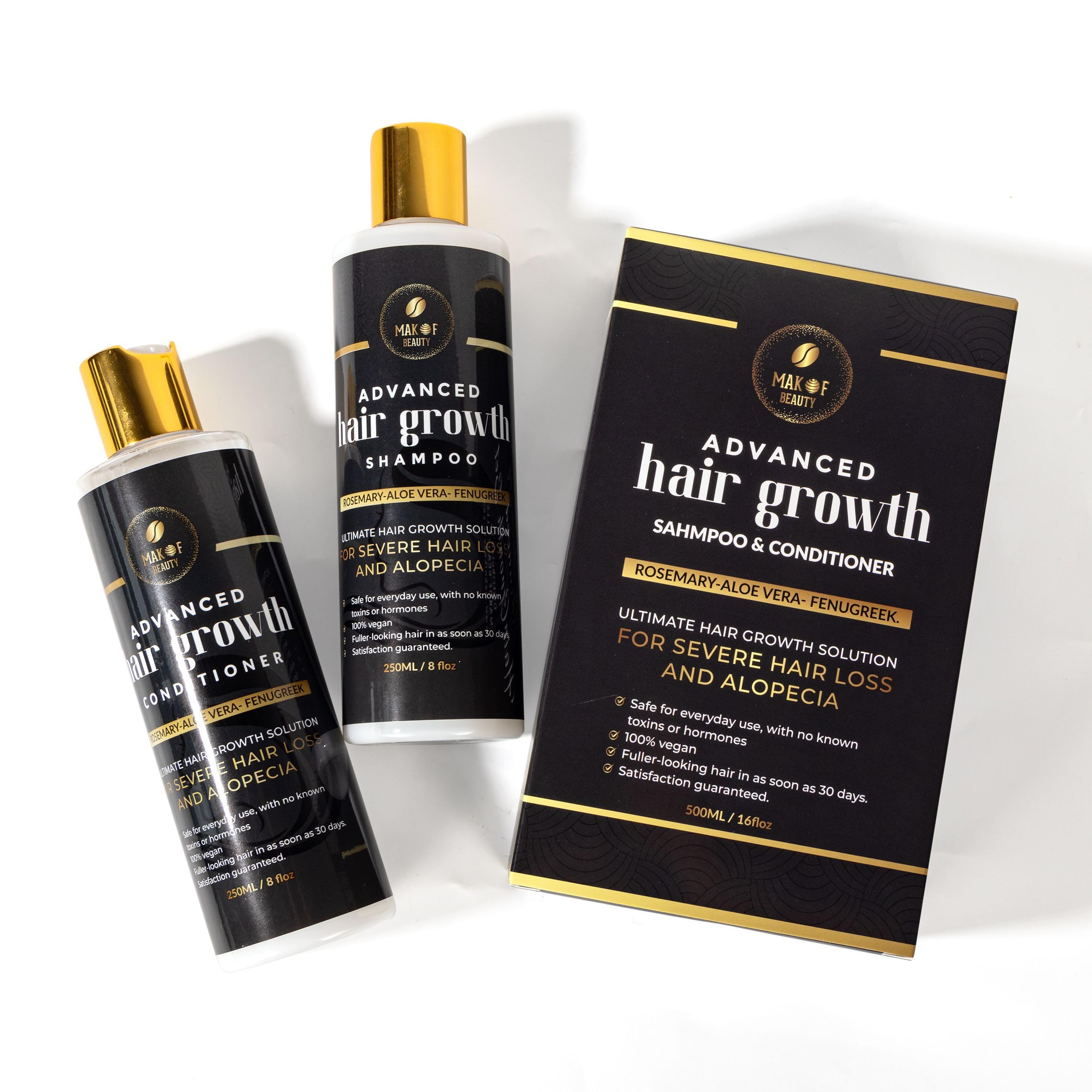 MAKOF BEAUTY Rosemary Hair Growth Shampoo & Conditioner Set | Strengthens, Thickens & Nourishes