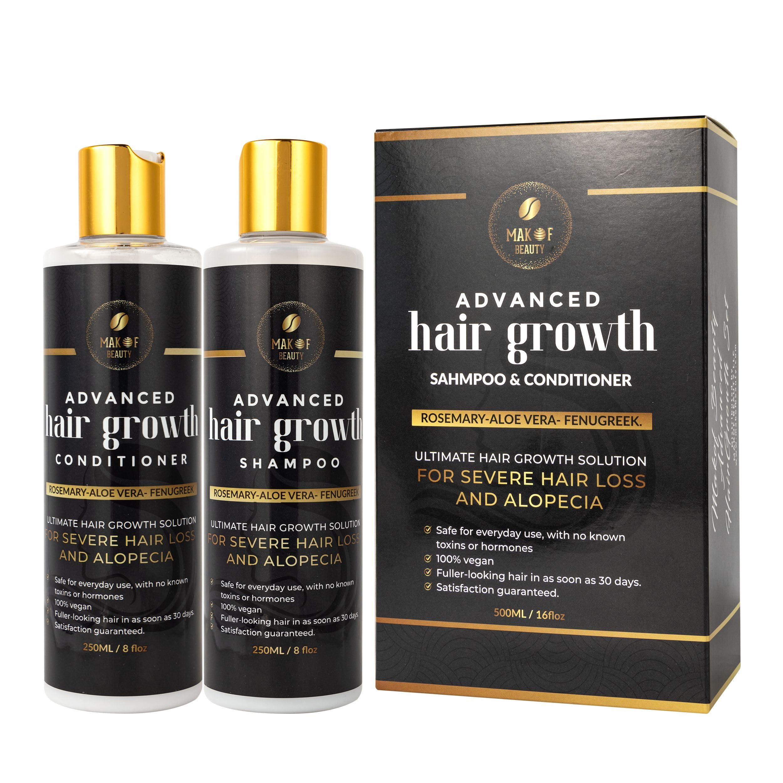 MAKOF BEAUTY Rosemary Hair Growth Shampoo & Conditioner Set | Strengthens, Thickens & Nourishes