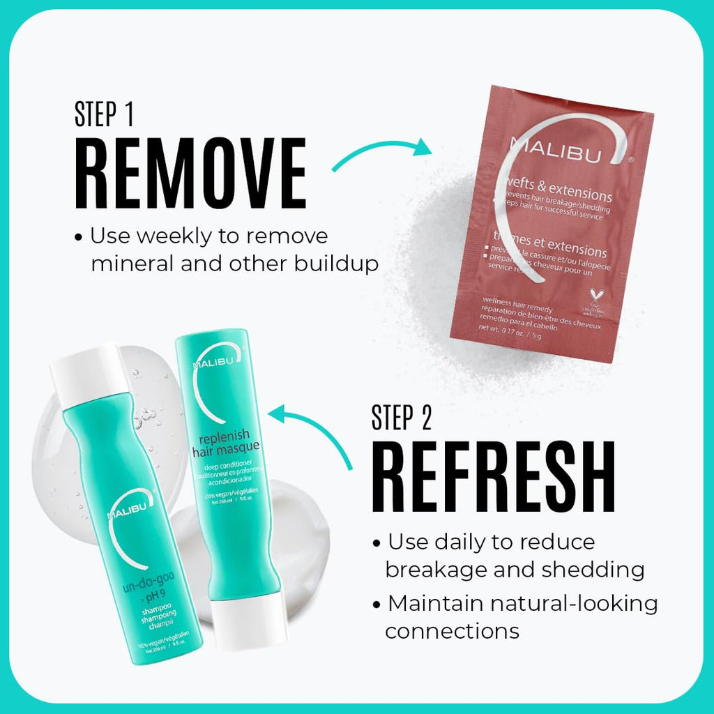 Malibu C Un-Do-Goo Shampoo & Replenish Hair Masque Duo – Clarifying Shampoo + Deep Conditioning Mask for Build-Up (33.8 oz)