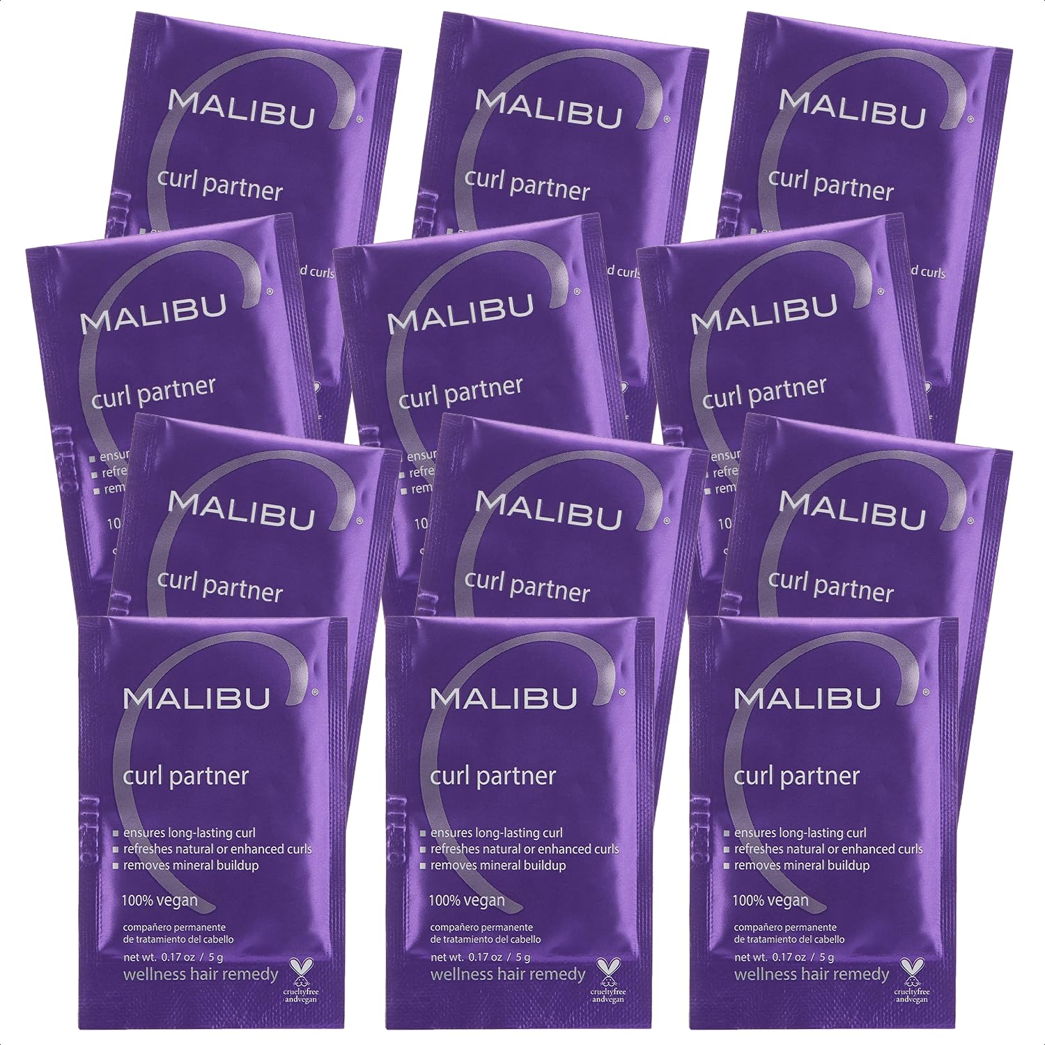 Malibu C Curl Partner Wellness Remedy (12 Packets) – Mineral Build-Up Removal for Healthier, Bouncier Curls