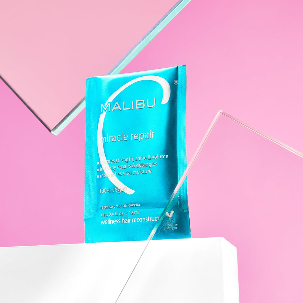 Malibu C Miracle Repair Hair Reconstructor – Nourishing Treatment for Weak, Damaged Strands (12 Packets)