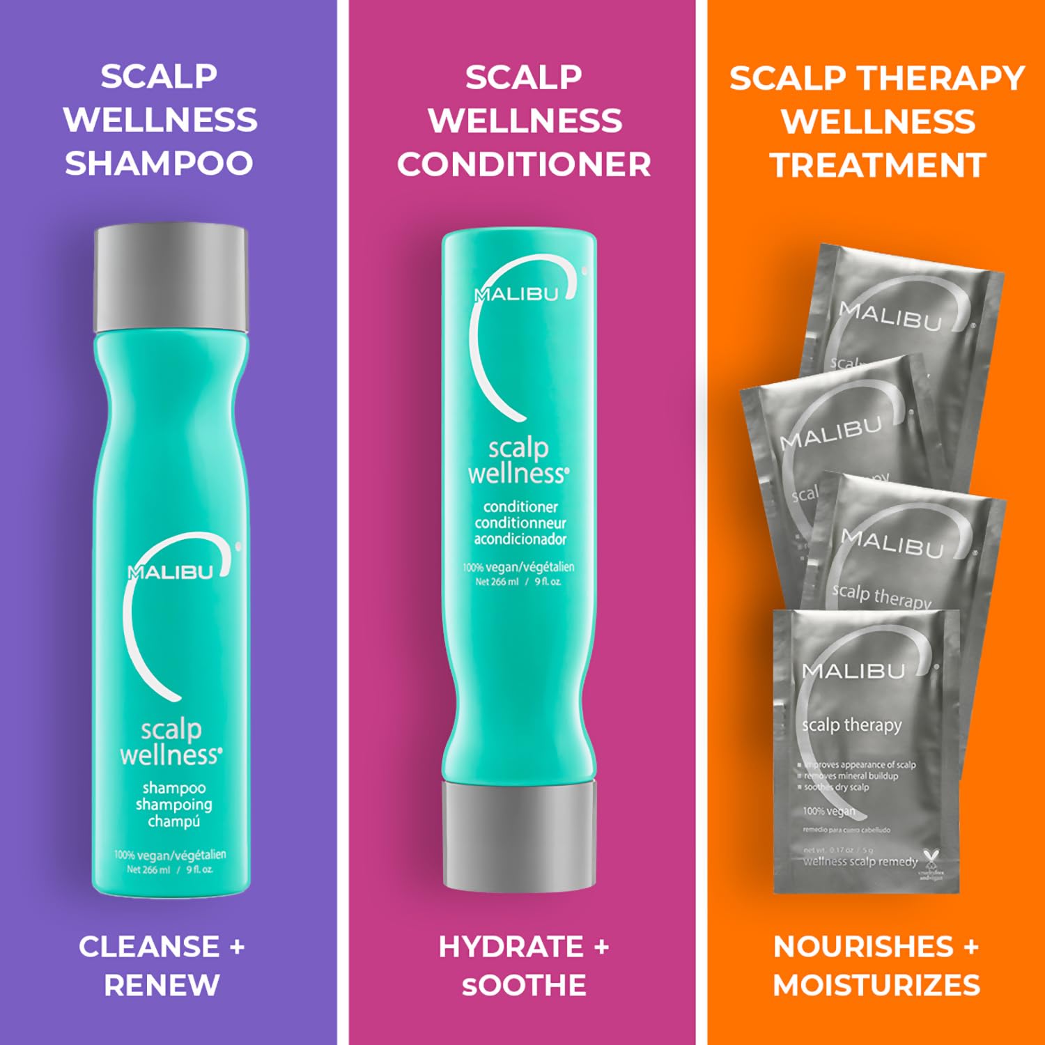 Malibu C Scalp Wellness Shampoo & Conditioner Set – Nourishing, Restorative Scalp Care for All Hair Types (33.8 oz)