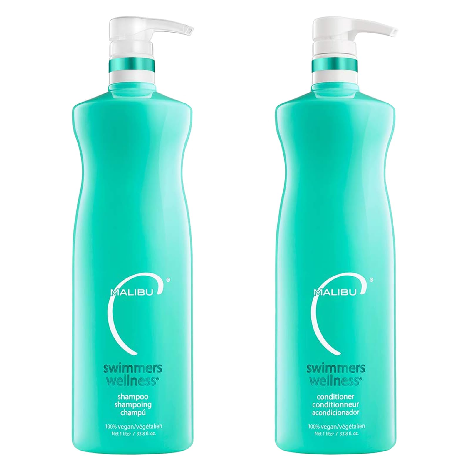 Malibu C Swimmers Wellness Shampoo & Conditioner Set – Protect Chlorine, Preserve Color (33.8 oz)
