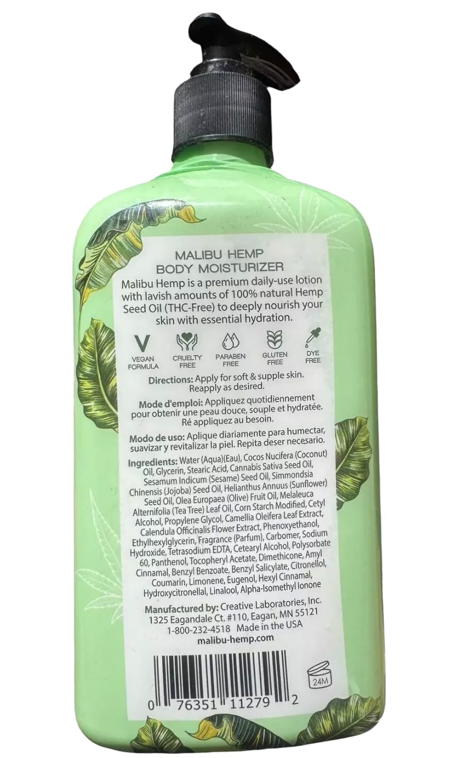 Malibu Hemp Classic Body Moisturizer – Hemp Seed Oil Lotion, Vegan, 18 oz