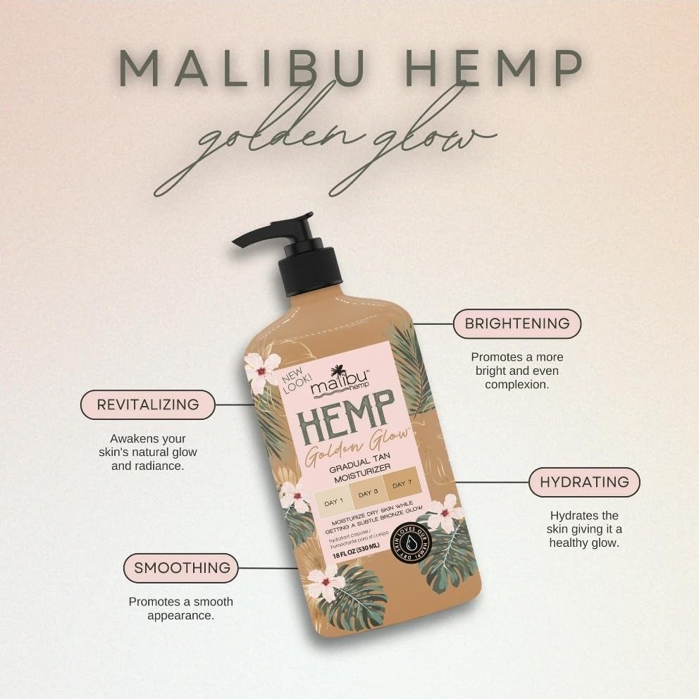 Malibu Tan Hemp Golden Glow Skin Firming Lotion – Medium Deep, 18 oz