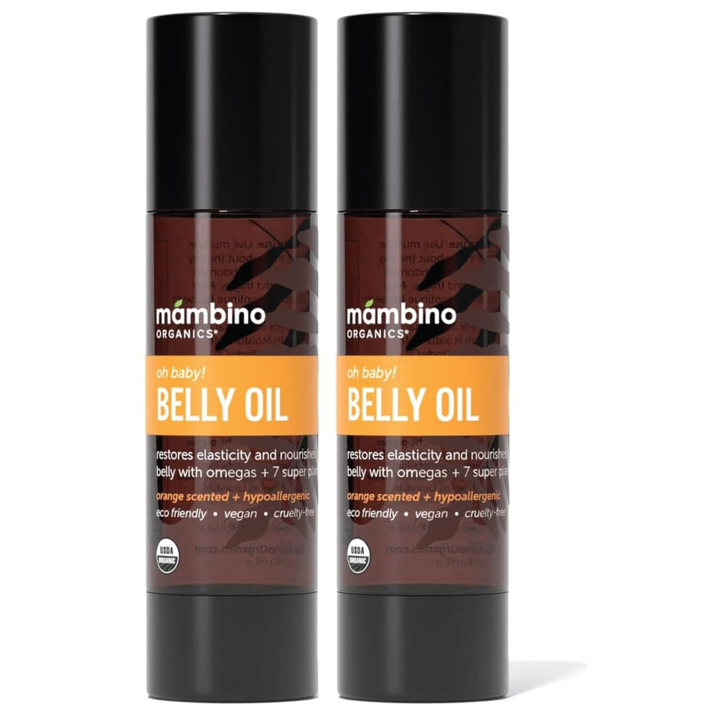 Mambino Organics Oh Baby Belly Oil – Organic Pregnancy & Postpartum Hydration (4 oz x 2)