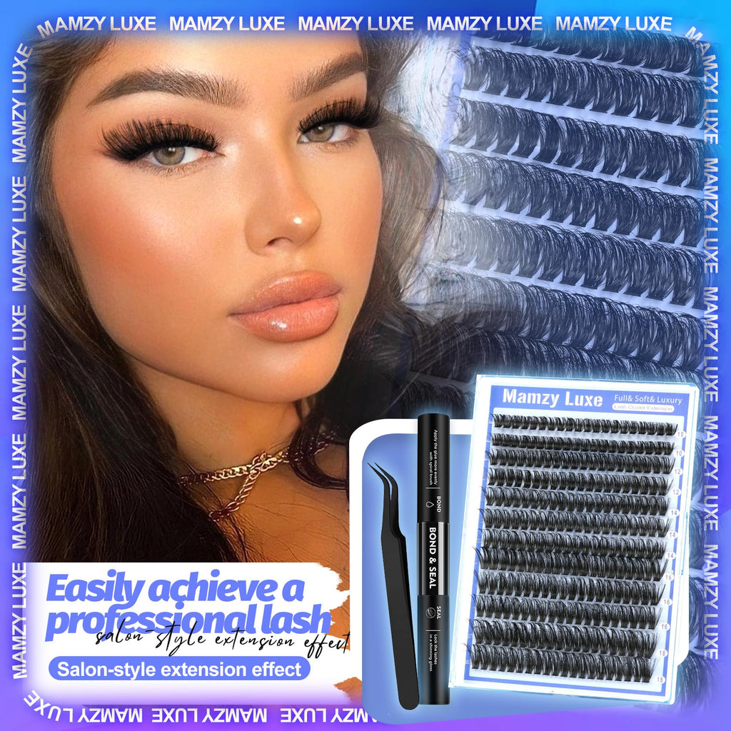 Mamzy Luxe Fluffy Lash Clusters Kit 60D | DIY 10-18mm Eyelash Extensions