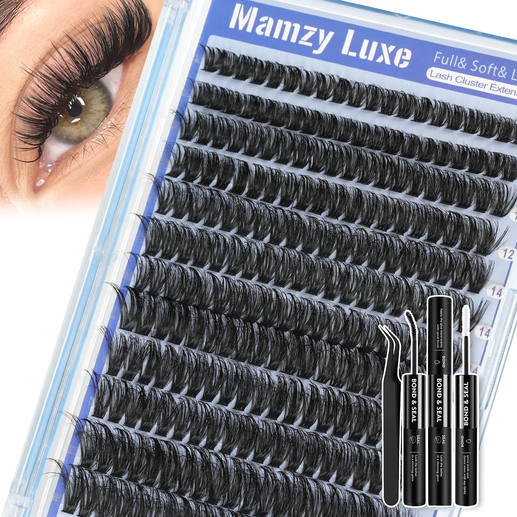 Mamzy Luxe Fluffy Lash Clusters Kit 60D | DIY 10-18mm Eyelash Extensions