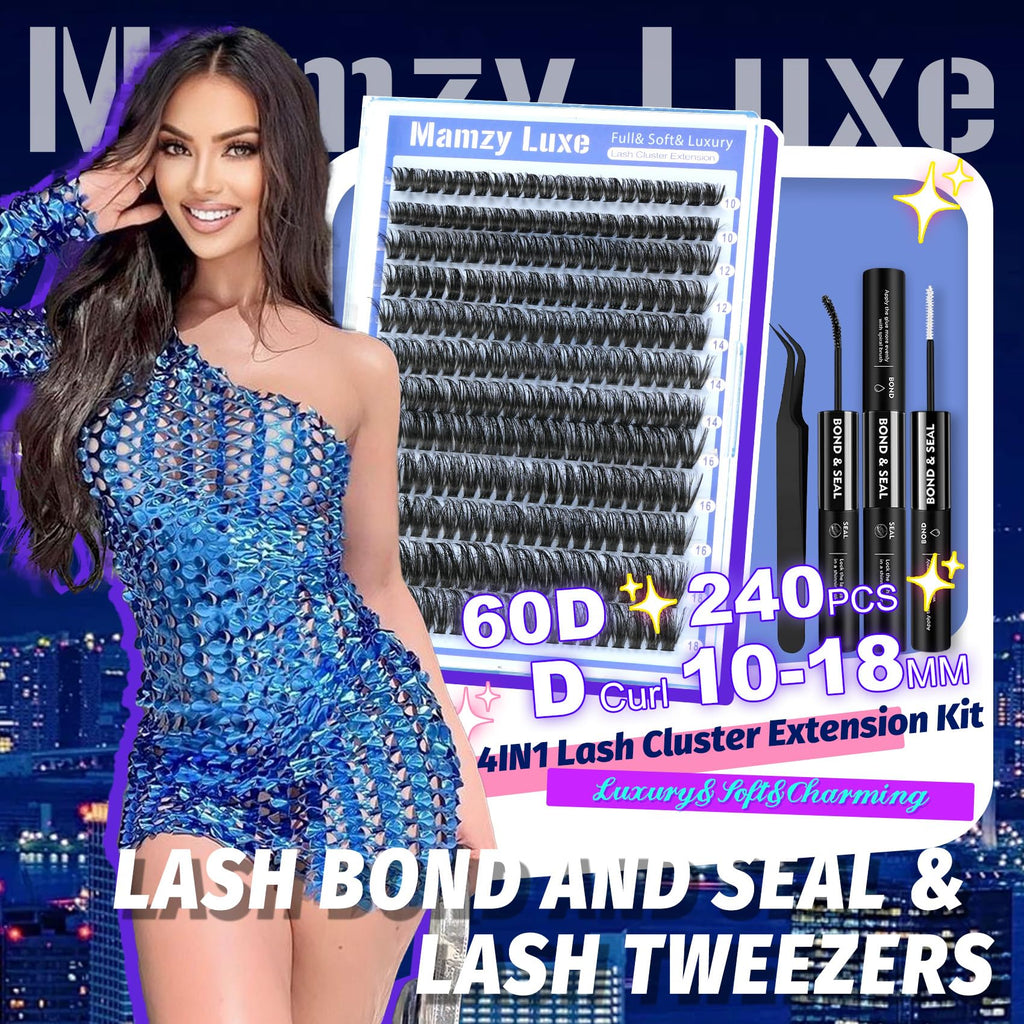 Mamzy Luxe Fluffy Lash Clusters Kit 60D | DIY 10-18mm Eyelash Extensions