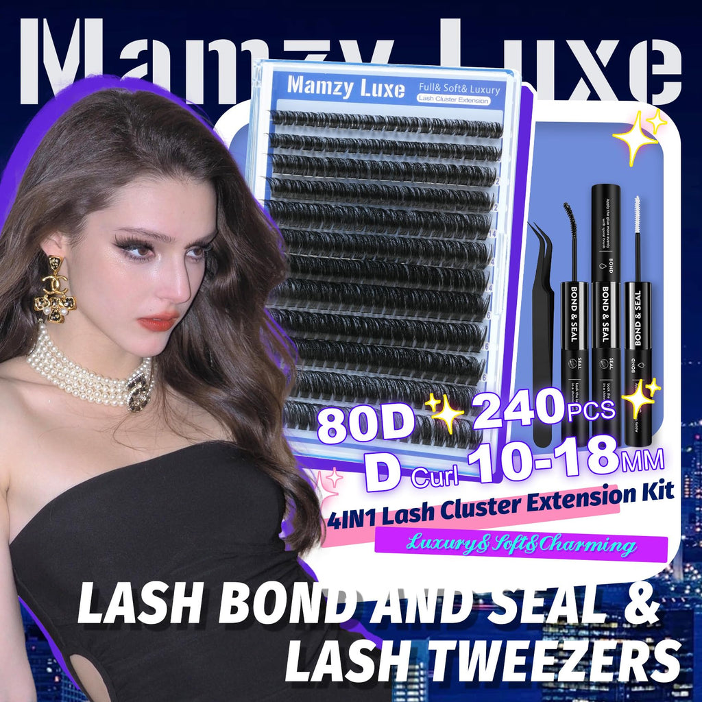 Mamzy Luxe Fluffy Lash Clusters Kit 80D DCurl | 10-18mm DIY Lash Extensions