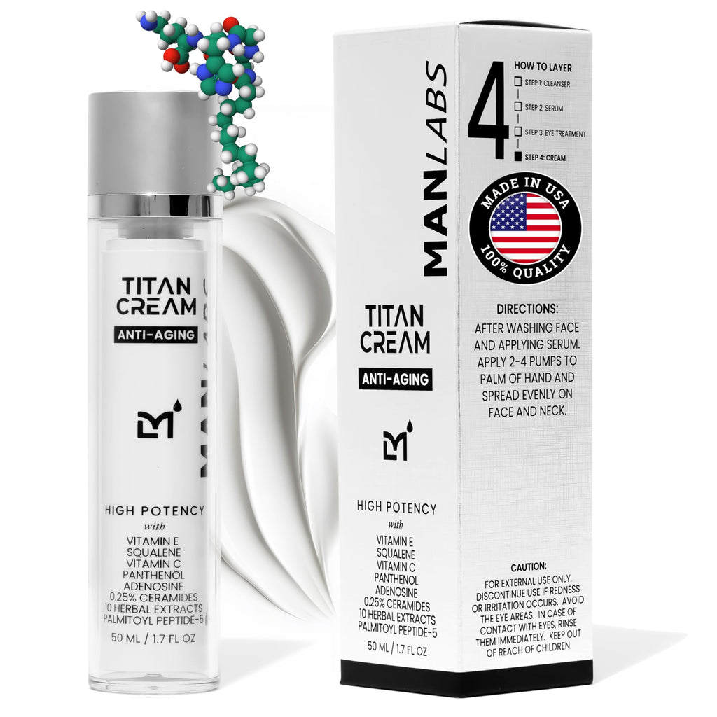 Man Labs Titan Anti-Aging Face Cream for Men – Ceramides, Vitamin C & E, Squalane