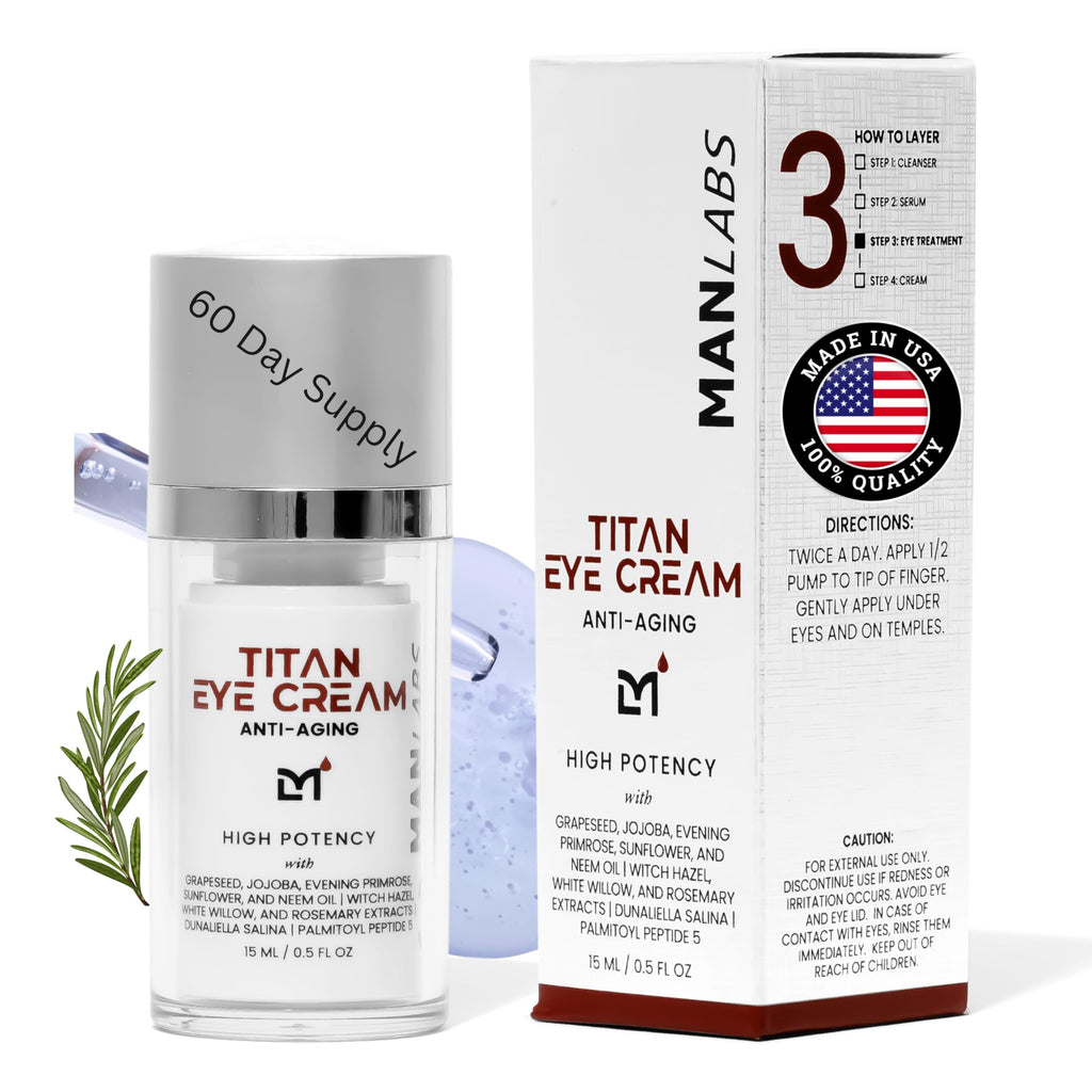 Man Labs Titan Eye Cream for Men – Anti-Aging, Dark Circles & Puffiness (Unscented)