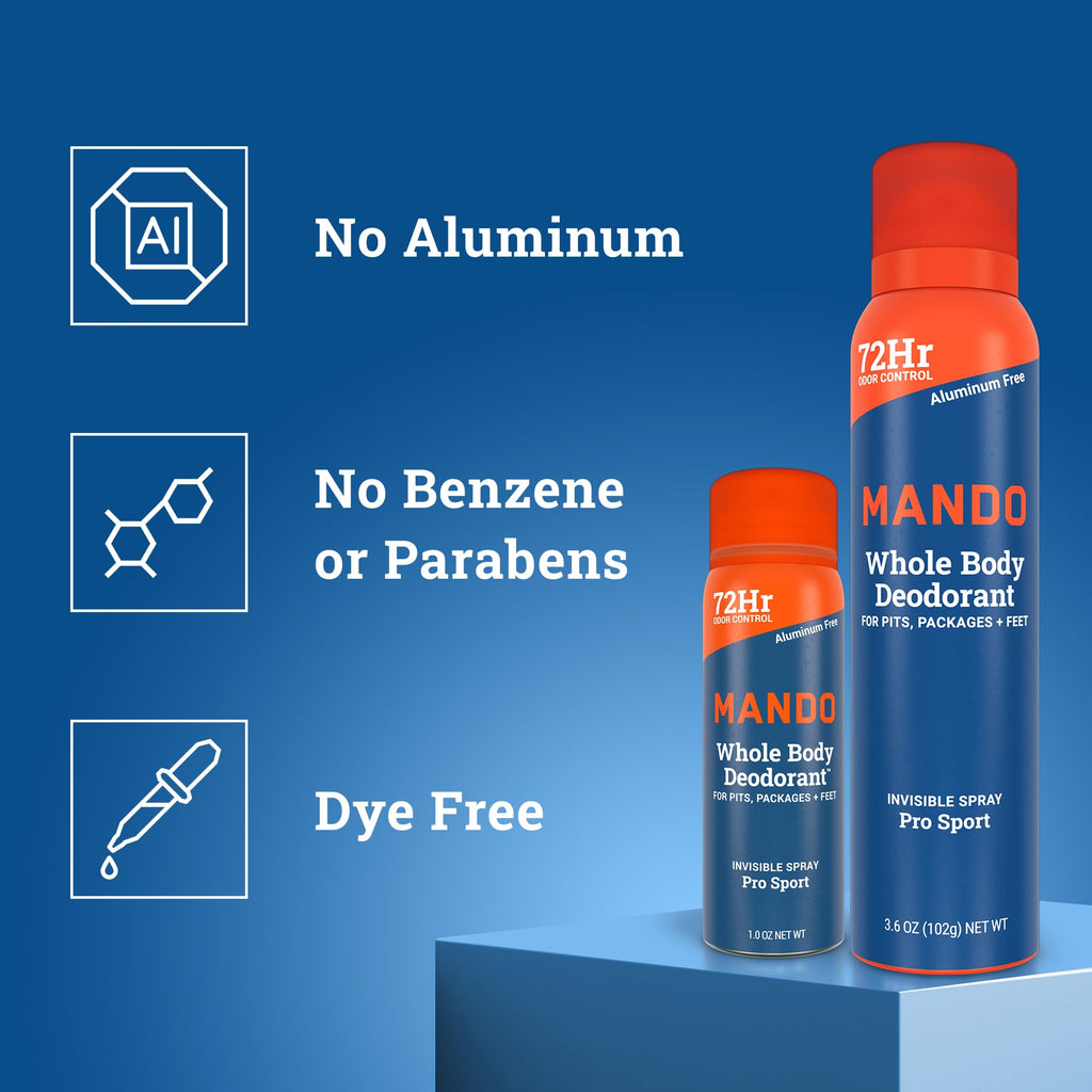 Mando Whole Body Deodorant for Men – Aluminum-Free, 72-Hour Odor Control, Pro Sport Scent (3.6 oz)