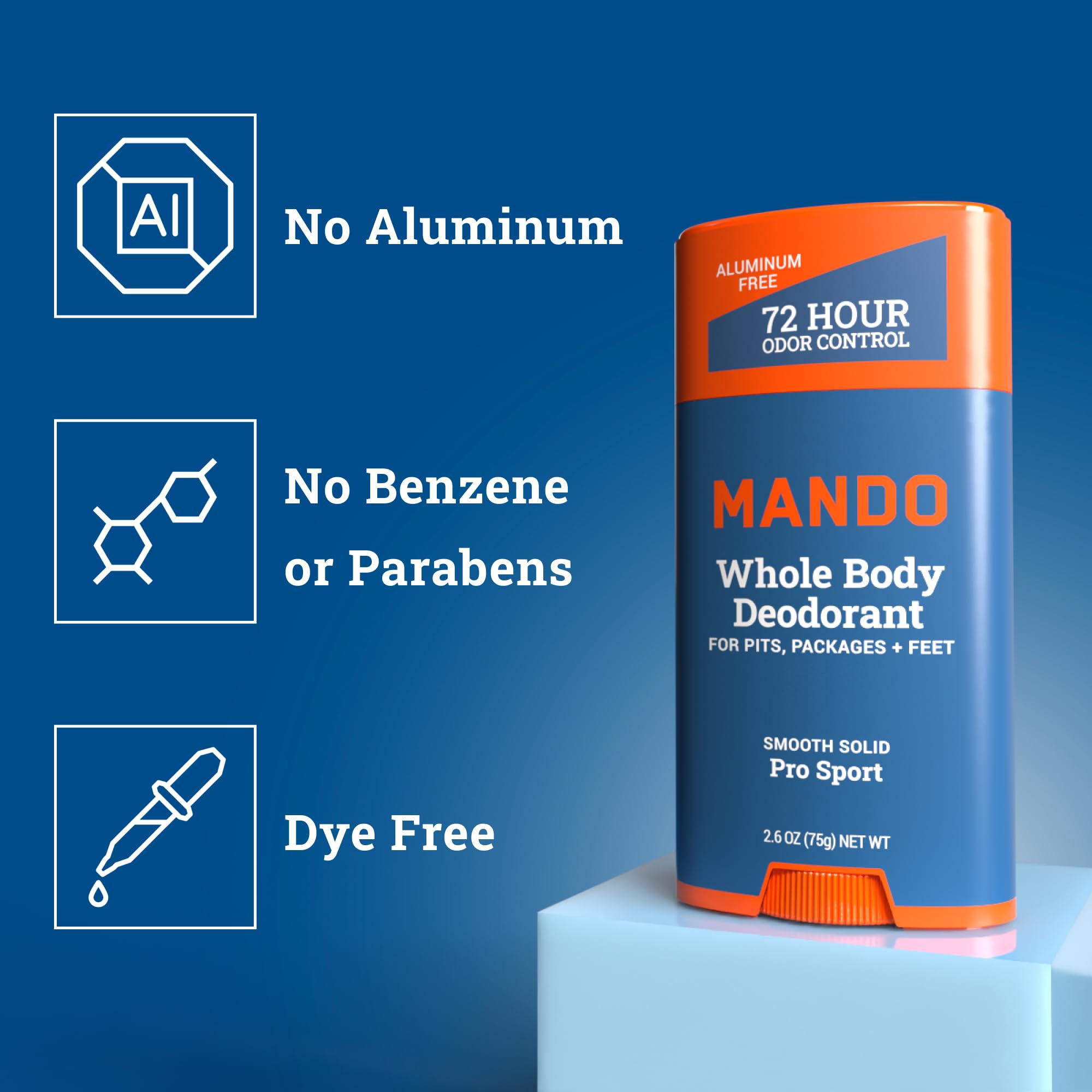 Mando Whole Body Starter Kit - Aluminum-Free Odor Control for Men - Pro Sport